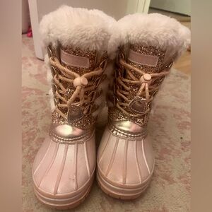 London Fog Pink Glitter Kids Snow Boots